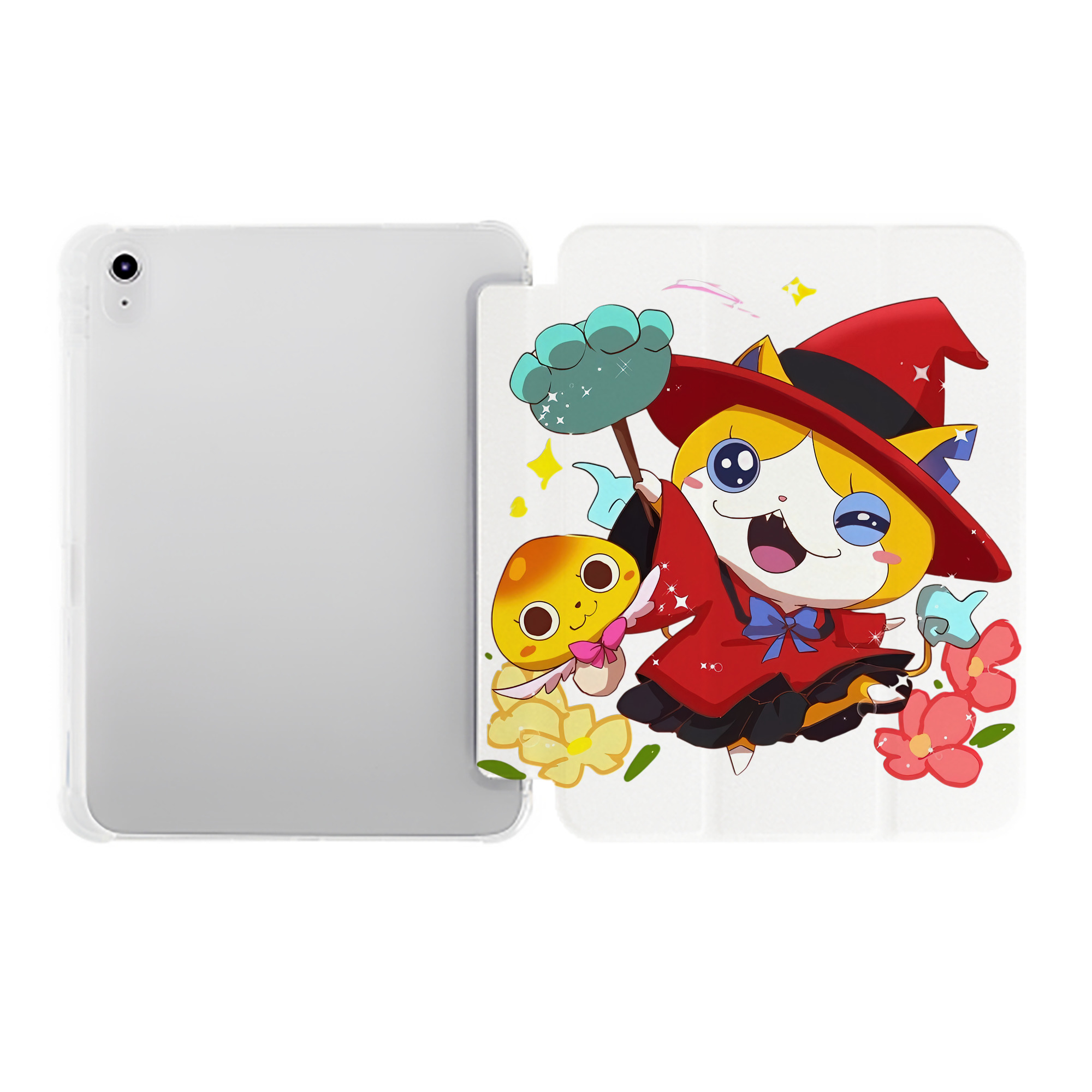 （画像用） 妖怪ウォッチ Yo-kai Watch IPad ケース ペン収納付き 三つ折りスタンド PUレザー×シリコン 対応機種9.5/10.5/10.9インチ